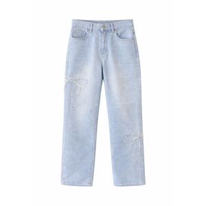 Light wash denim jeans with denim bow detail XS